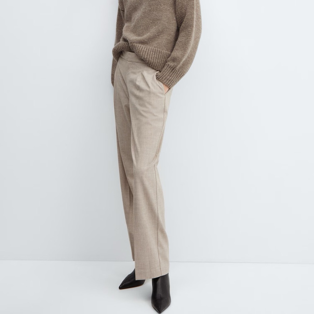 Mango Beige Straight Trousers